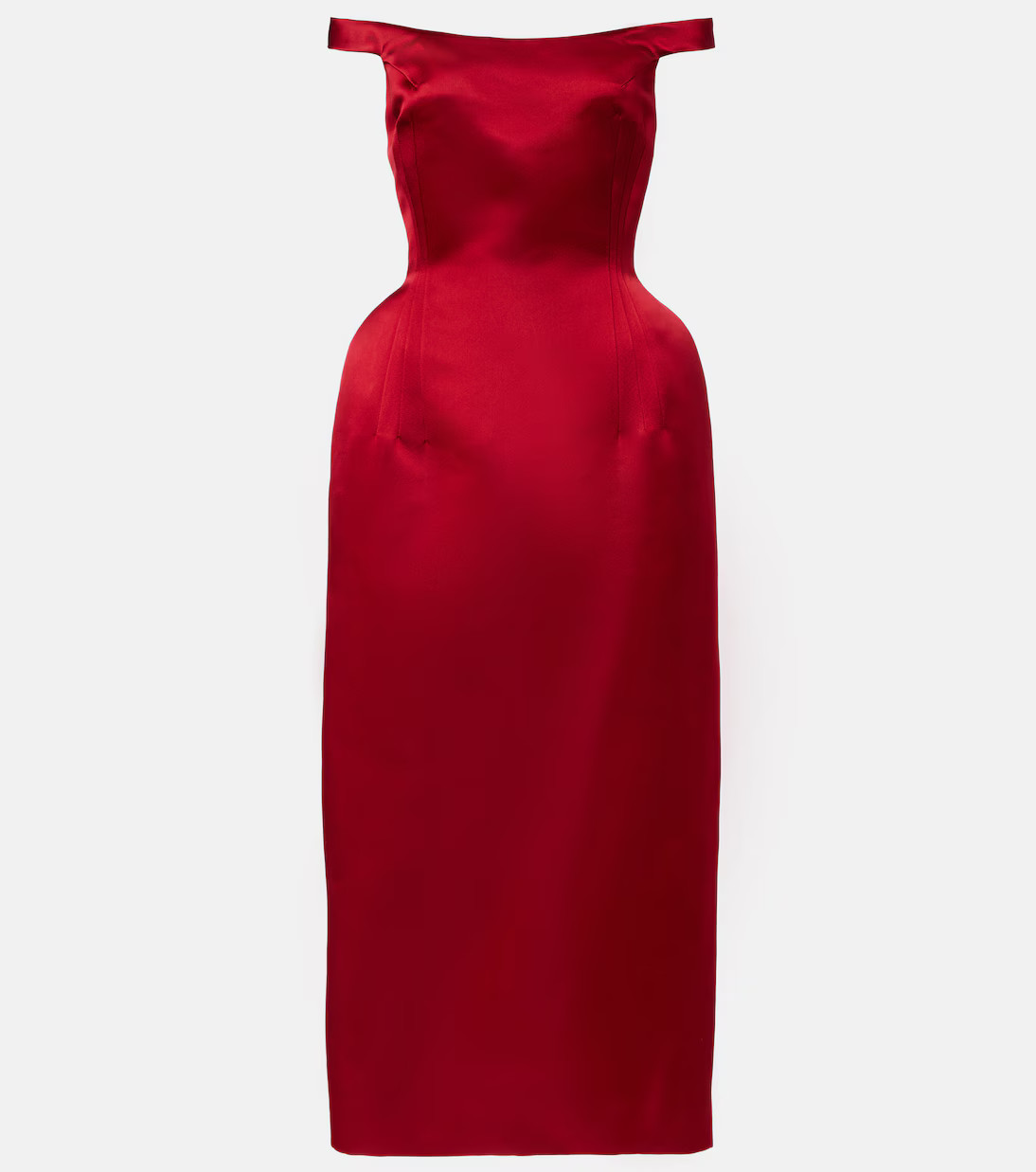 Off-shoulder silk satin midi dress | Mytheresa (US/CA)