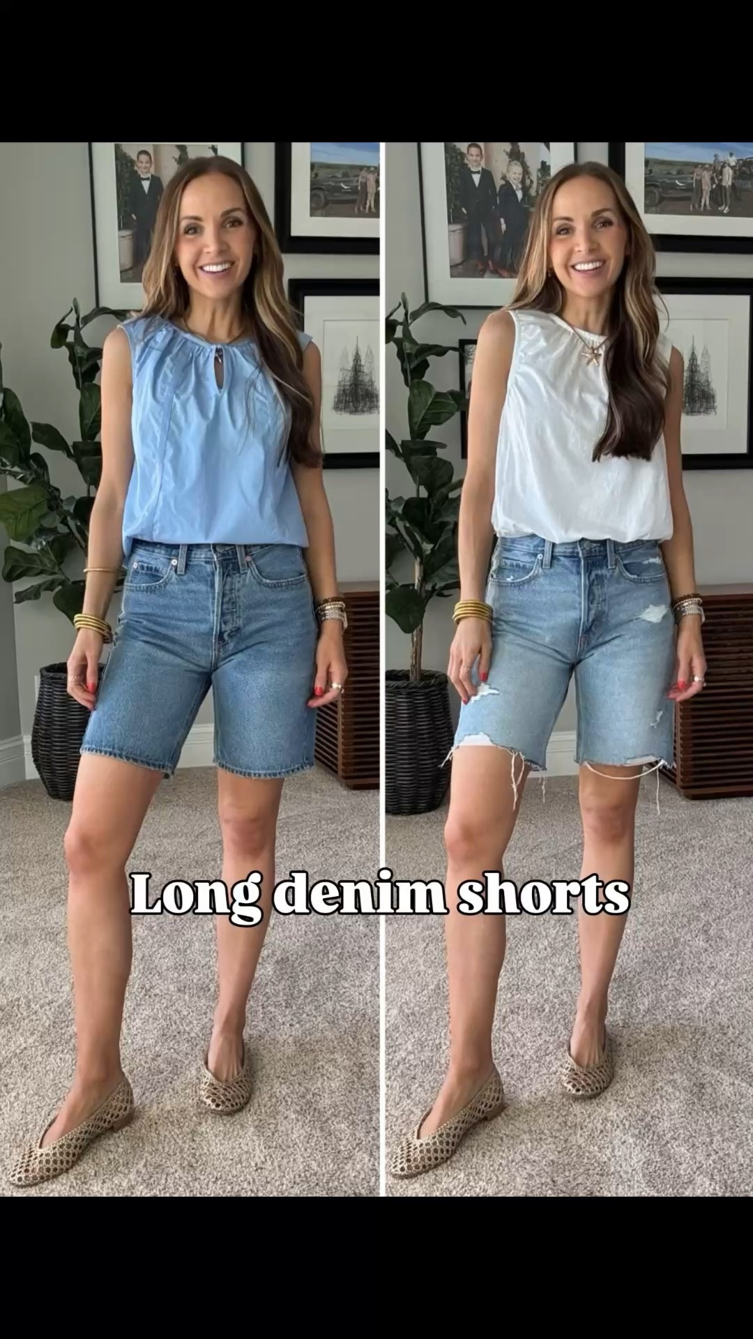 Two pairs of fantastic long Bermuda denim shorts. Wearing a size 4 in each of them. @Target