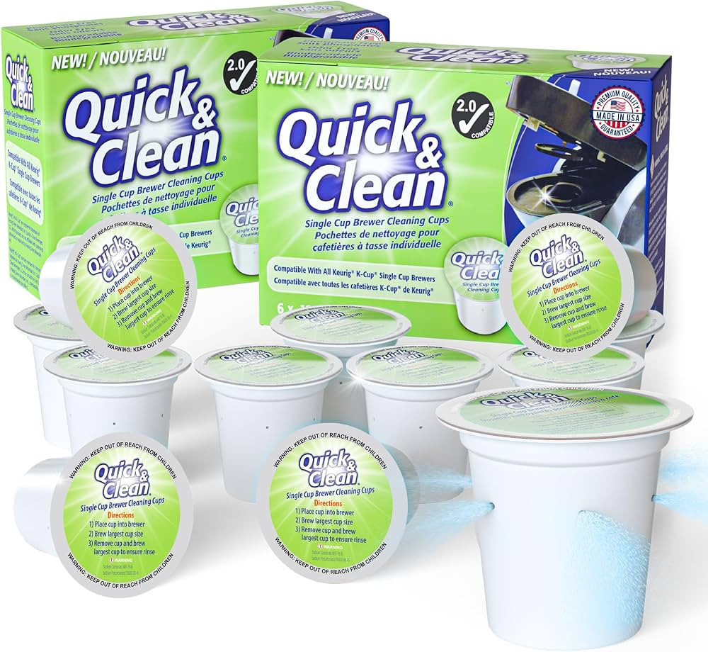 Quick & Clean [12-Pack] Keurig Cleaning Pods - K Cup Cleaner Pod For Keurig - 2.0 Coffee Machine ... | Amazon (US)
