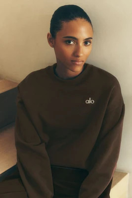Accolade Crewneck Neck Pullover Top in Espresso Brown, Size: 2XS | Alo YogaÂ® | Alo Yoga