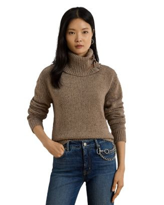 Ralph Lauren Buckle Trim Mélange Turtleneck Sweater  | Bloomingdale's Women | Bloomingdale's (US)