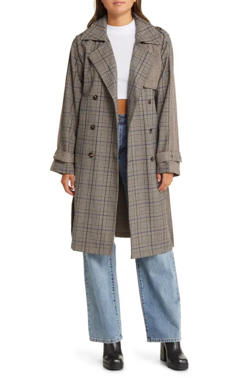 Shinely Plaid & Houndstooth Trench Coat | Nordstrom