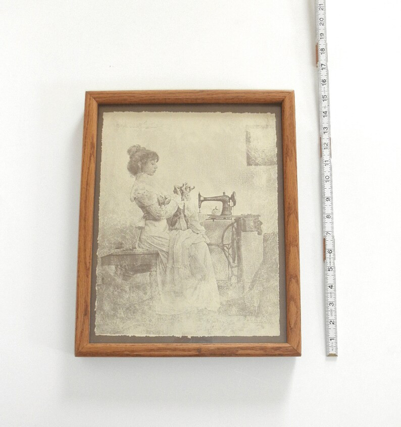 Vintage R. Hendrickson Victorian Lady, Antique Sewing Machine 11 X 14 Sepia Tone Print in a Rusti... | Etsy (US)