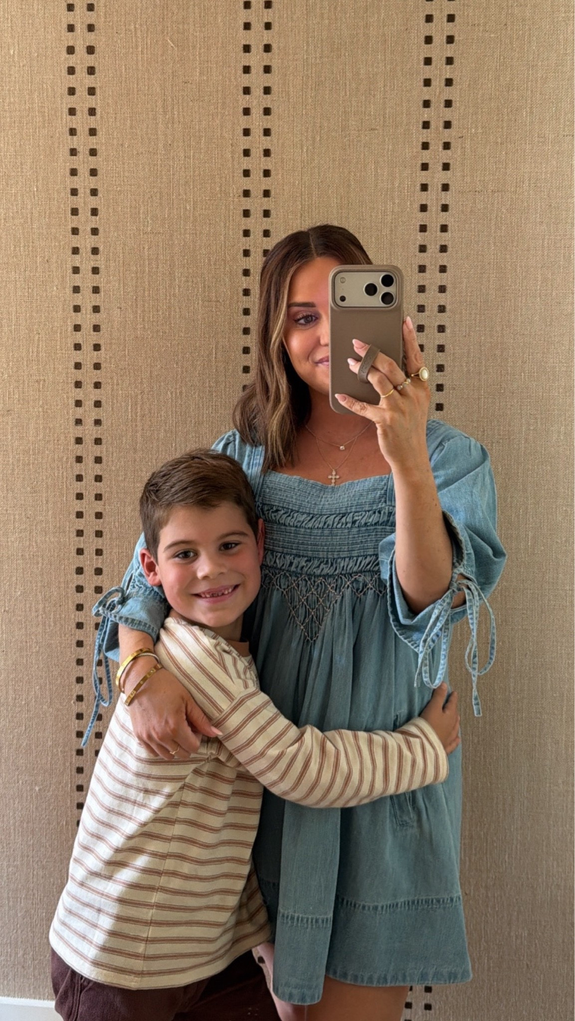Wearing an xs in this denim dress- this exact wash is sold out, but linking the darker wash. Currently on sale, but nearly gone! Perfect fall look with boots!