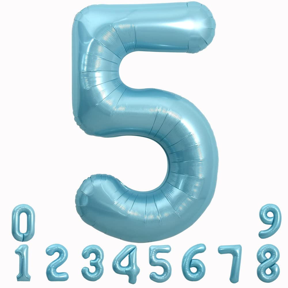 TONIFUL 40 Inch Light Blue Large Numbers Balloons 0-9, Number 6 Digital 6 Helium Balloons, Blue F... | Amazon (US)