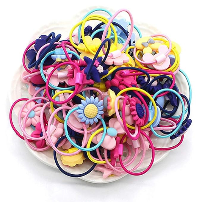 60 pieces Girls Hair Ties, Girl Hair Elastic Ropes for Pigtail Ponytail Holder, Colorful (40) | Amazon (US)