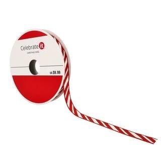 3/8" Taffeta Candy Cane Stripe Ribbon by Celebrate It™ Christmas | Michaels Stores