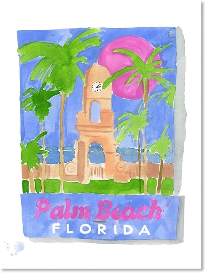 Travel Wall Art Print - Palm Beach Matchbook - Aesthetic Wall Decor, Modern Wall Art, Preppy Room... | Amazon (US)