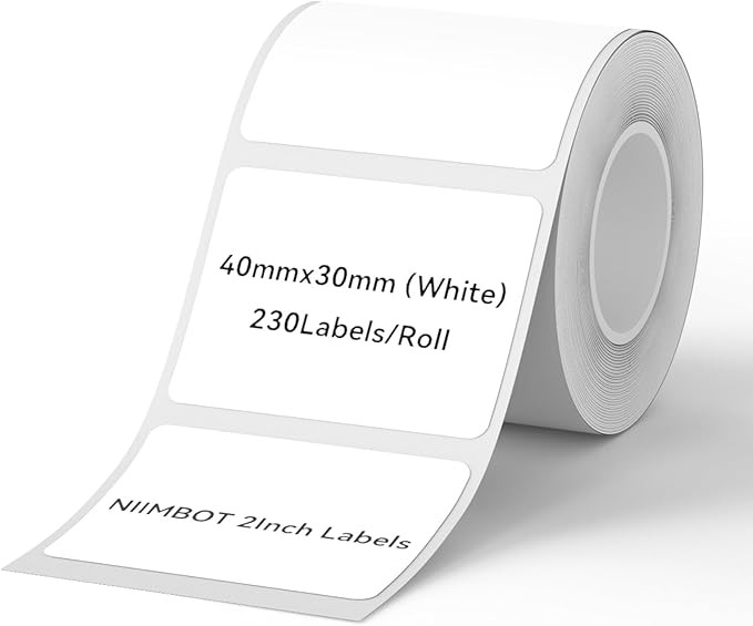 NIIMBOT Labels for B1/B21/B31 Label Maker, 40 x 30 mm (1.57'' x 1.18'') 230 Tapes/Roll, Thermal L... | Amazon (US)