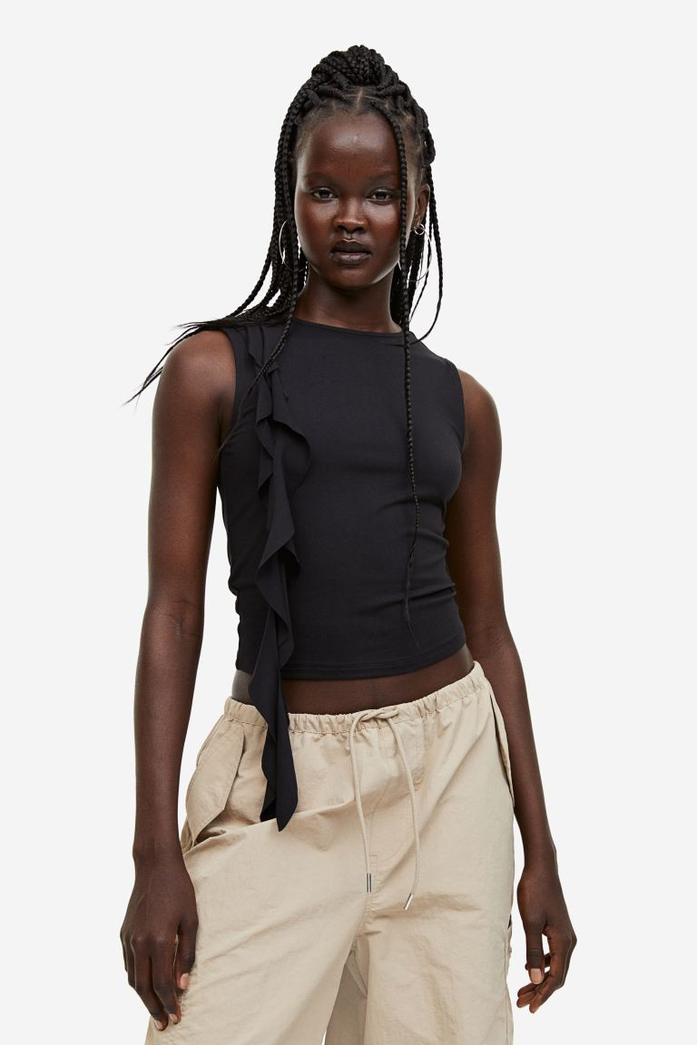 Tank Top with Strap Detail - Black - Ladies | H&M US | H&M (US + CA)