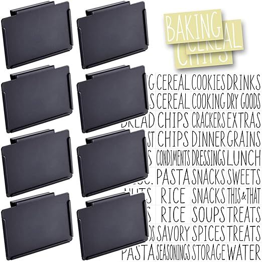 Talented Kitchen 8 Black Clip Label Holders w/ 40 Pantry Labels. Pantry Organization Solution Bas... | Amazon (US)