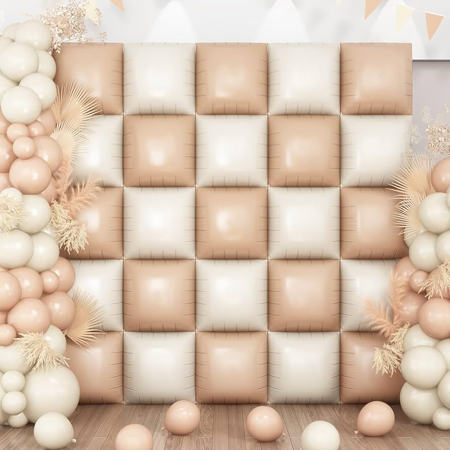 Cream Square Foil Balloon Wall, 25 PCS Double Sided Khaki Apricot Balloons Matte Beige Nude Ballo... | Amazon (US)