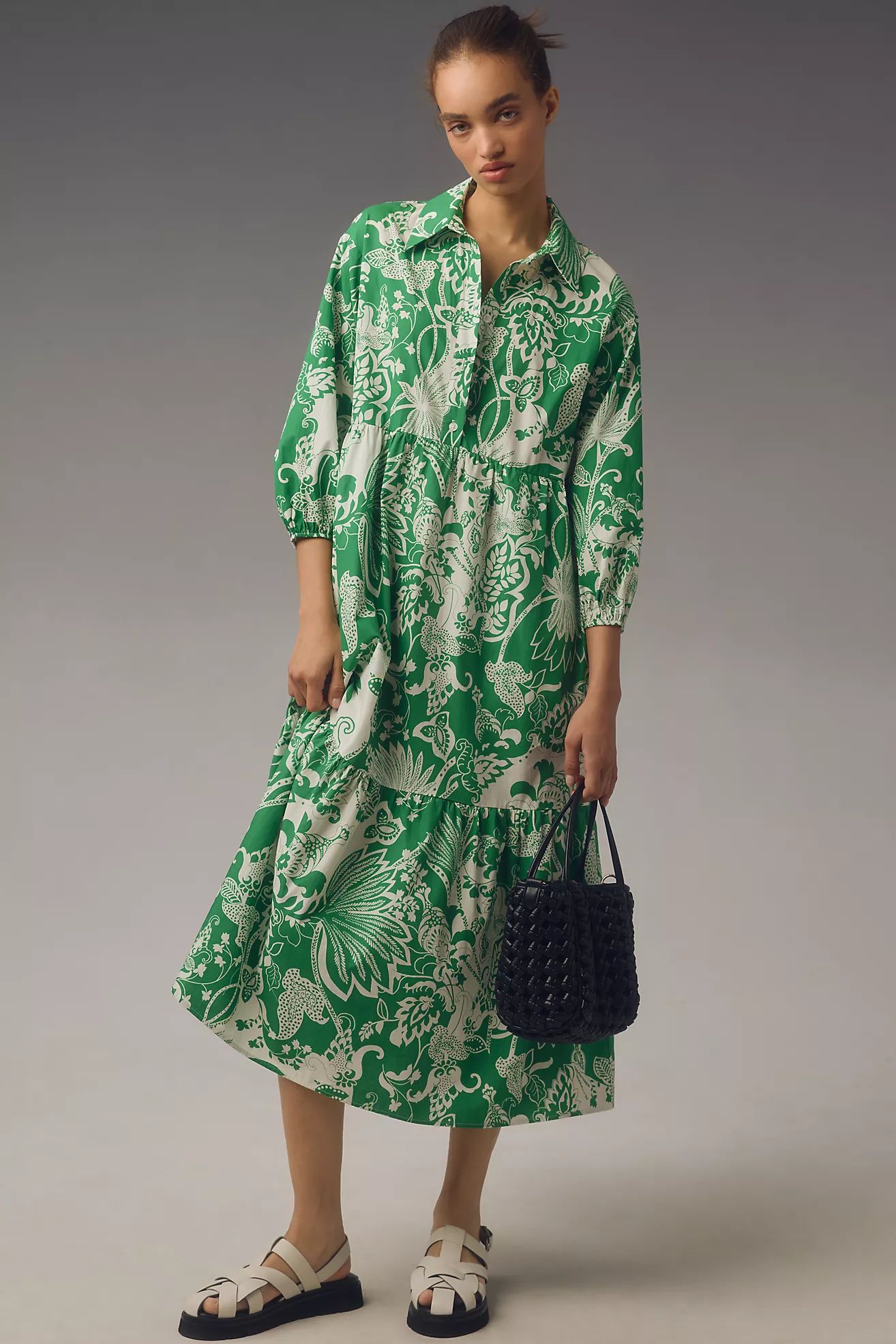 The Bettina Tiered Shirt Dress by Maeve | Anthropologie (US)