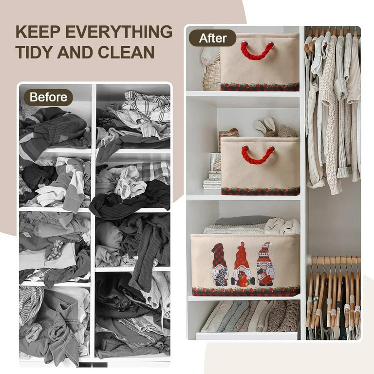 Christmas Storage Basket for Shelves, Collapsible Dwarf Decorative Storage Bins, Large Laundry Ba... | Walmart (US)