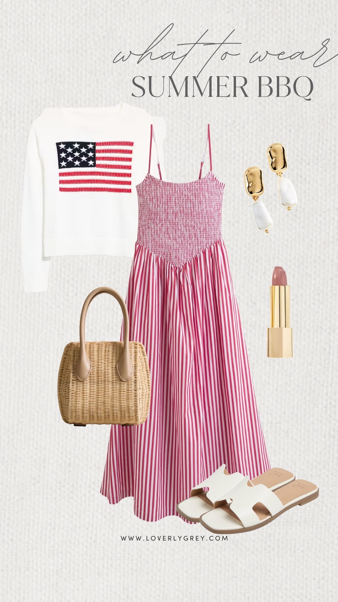 Loverly Grey, what to wear for a summer BBQ! This red striped dress is so fun and perfect for a casual outdoor gathering! Throw on a lightweight sweater, simple earrings, a woven bag, and sandals to finish the look! Loverly Grey, what to wear, summer BBQ

#LTKootd #LTKdayinmylife #LTKSeasonal