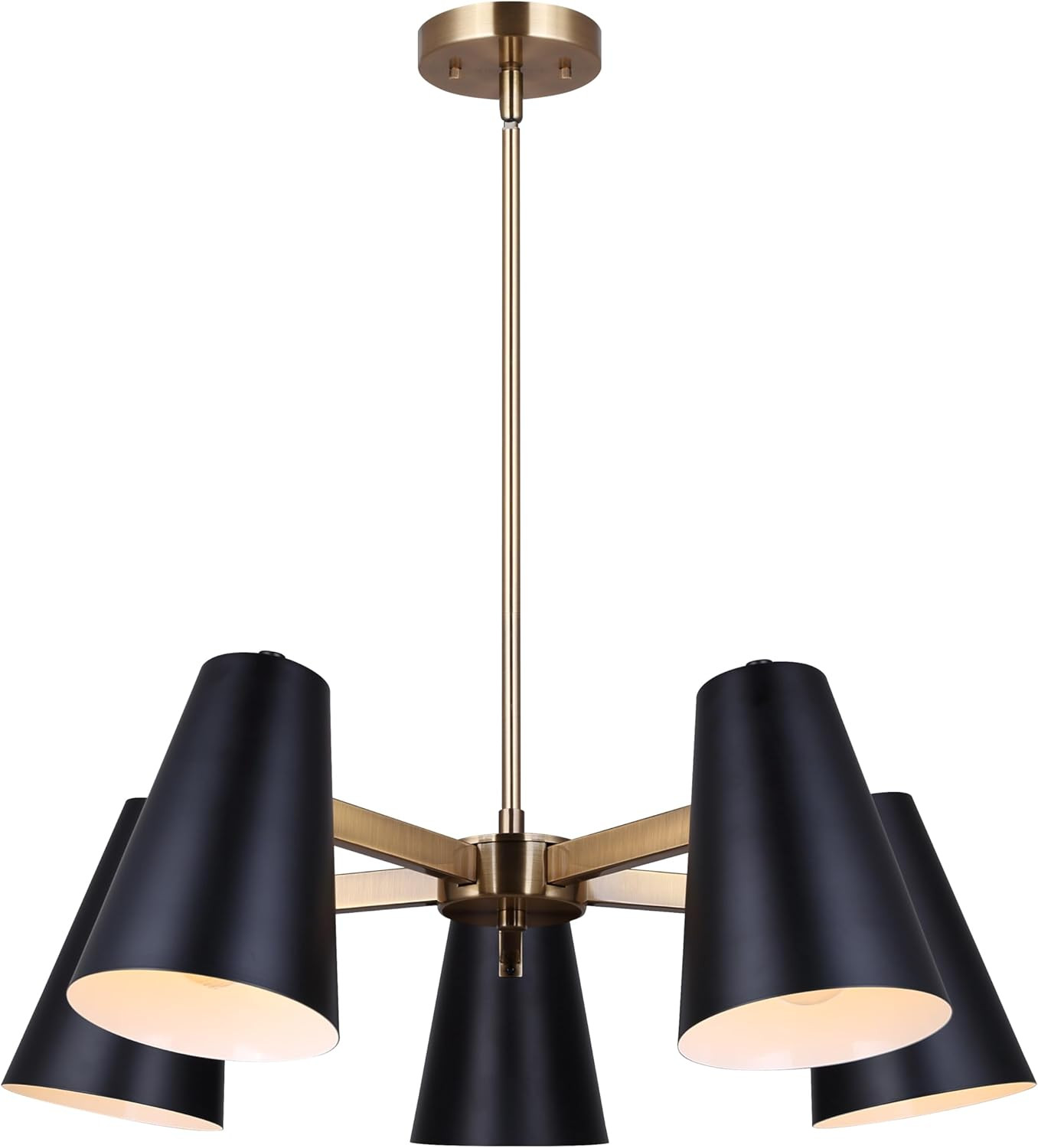 Harken 5-Light Chandelier, Matte Black & Gold, Mid-Century Modern, Metal Shades, Adjustable Heigh... | Amazon (US)