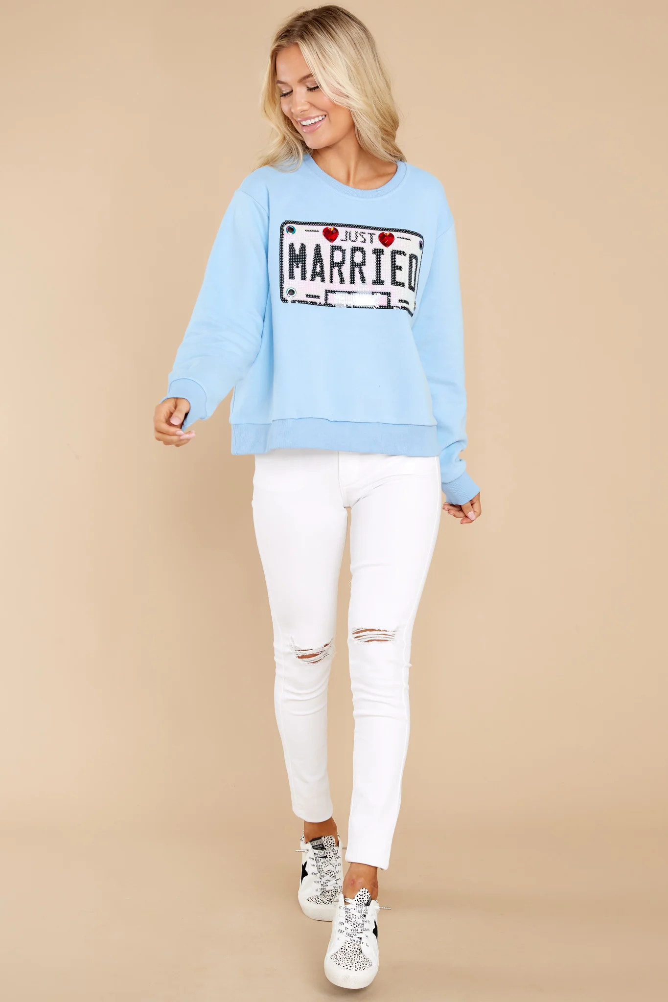 Licensed To Wed Something Blue Sweatshirt | Red Dress 