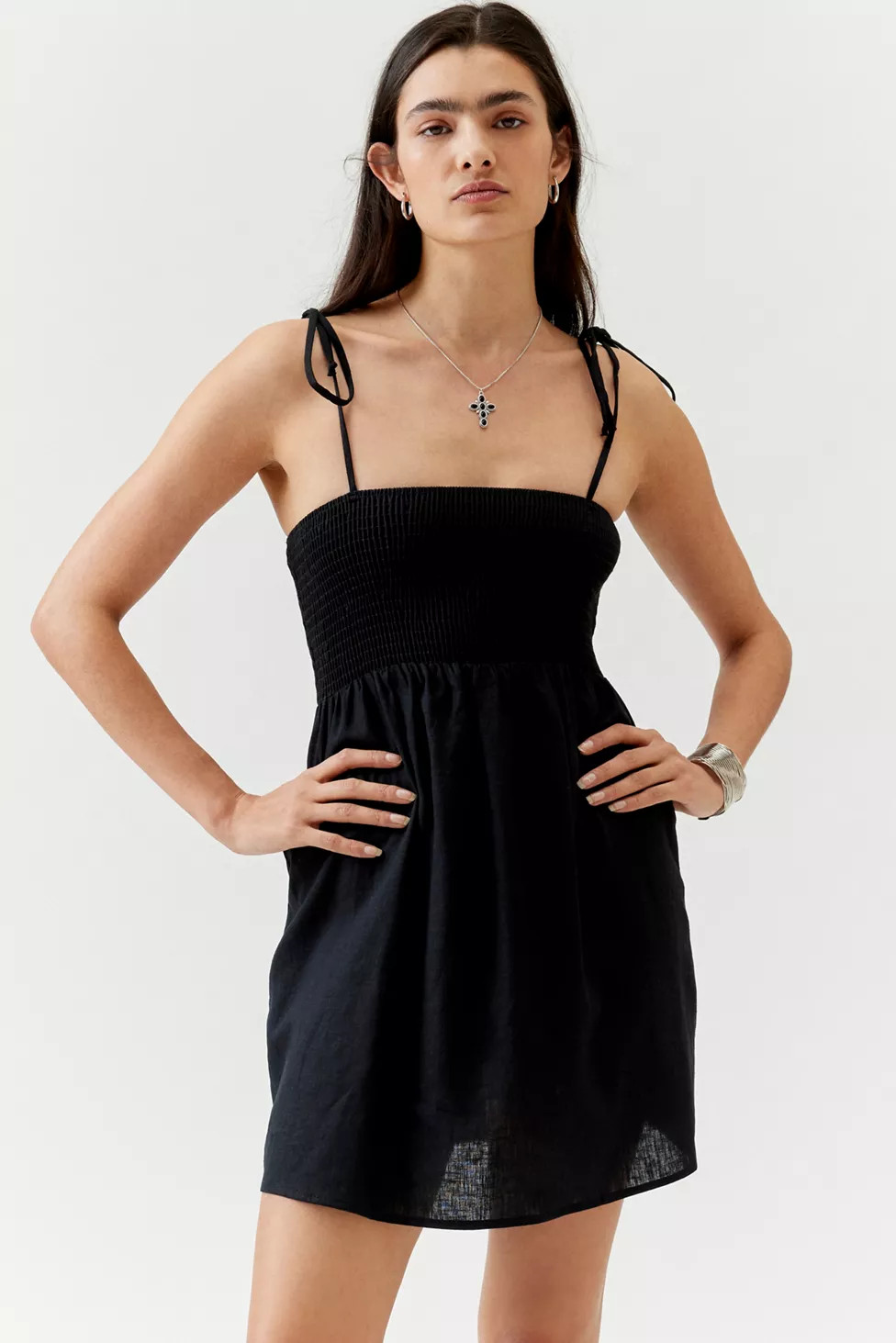 Urban Renewal EcoVero™️ Linen Smocked Top Mini Dress | Urban Outfitters (US and RoW)