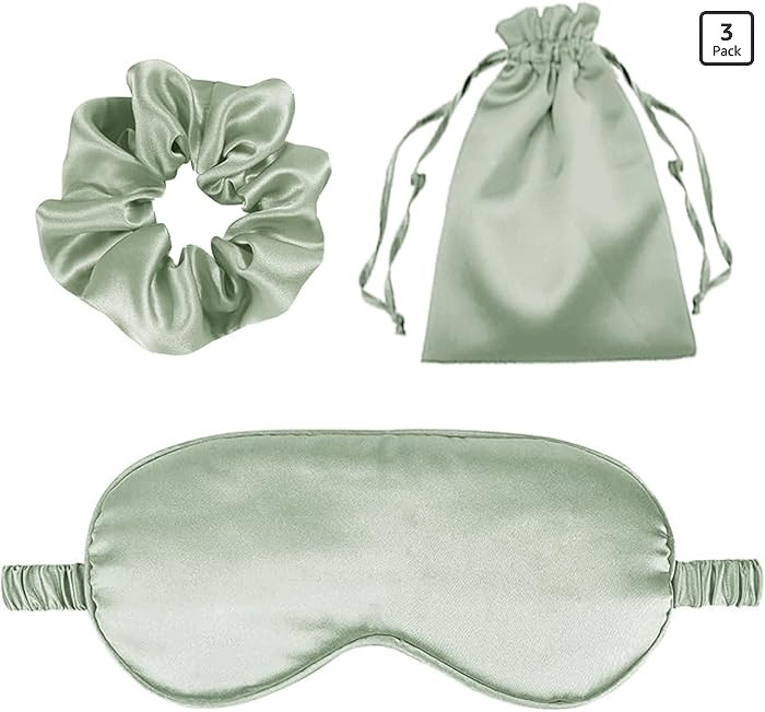 3Pcs Satin Eye Mask Silk Sleep Masks Set Silky Blindfold Eyeshade Blackout Eyes Cover Pouches Bag... | Amazon (US)