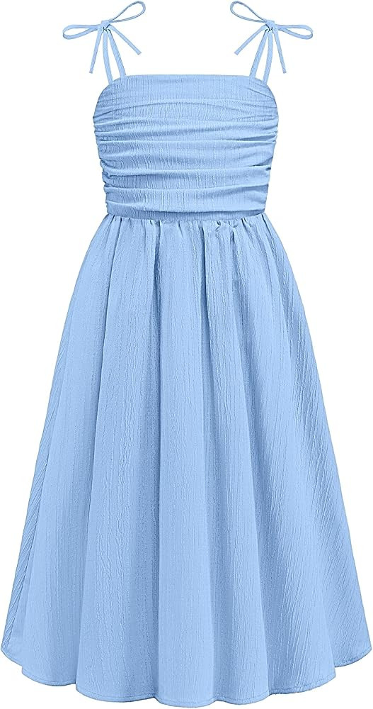 Arshiner Girls Summer Dress Maxi Spaghetti Strap Ruched Flowy Beach Boho Casual Teen Girl Sundres... | Amazon (US)