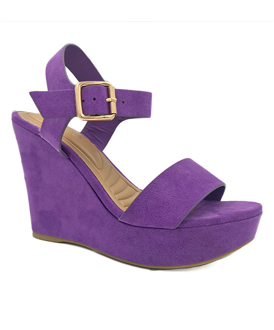 Bamboo Women's Sandals PURFS - Purple Buckle Celsius Wedge Sandal - Women | Zulily