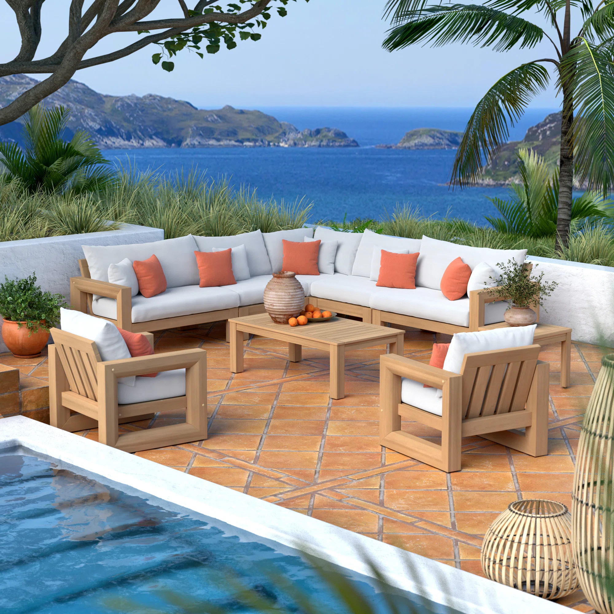 Sehrish Acacia 8 - Person Patio Conversation Set with Cushions | Wayfair North America
