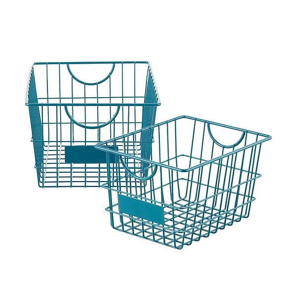 Medium Wire Storage Basket w/ Label Light Grey | The Container Store