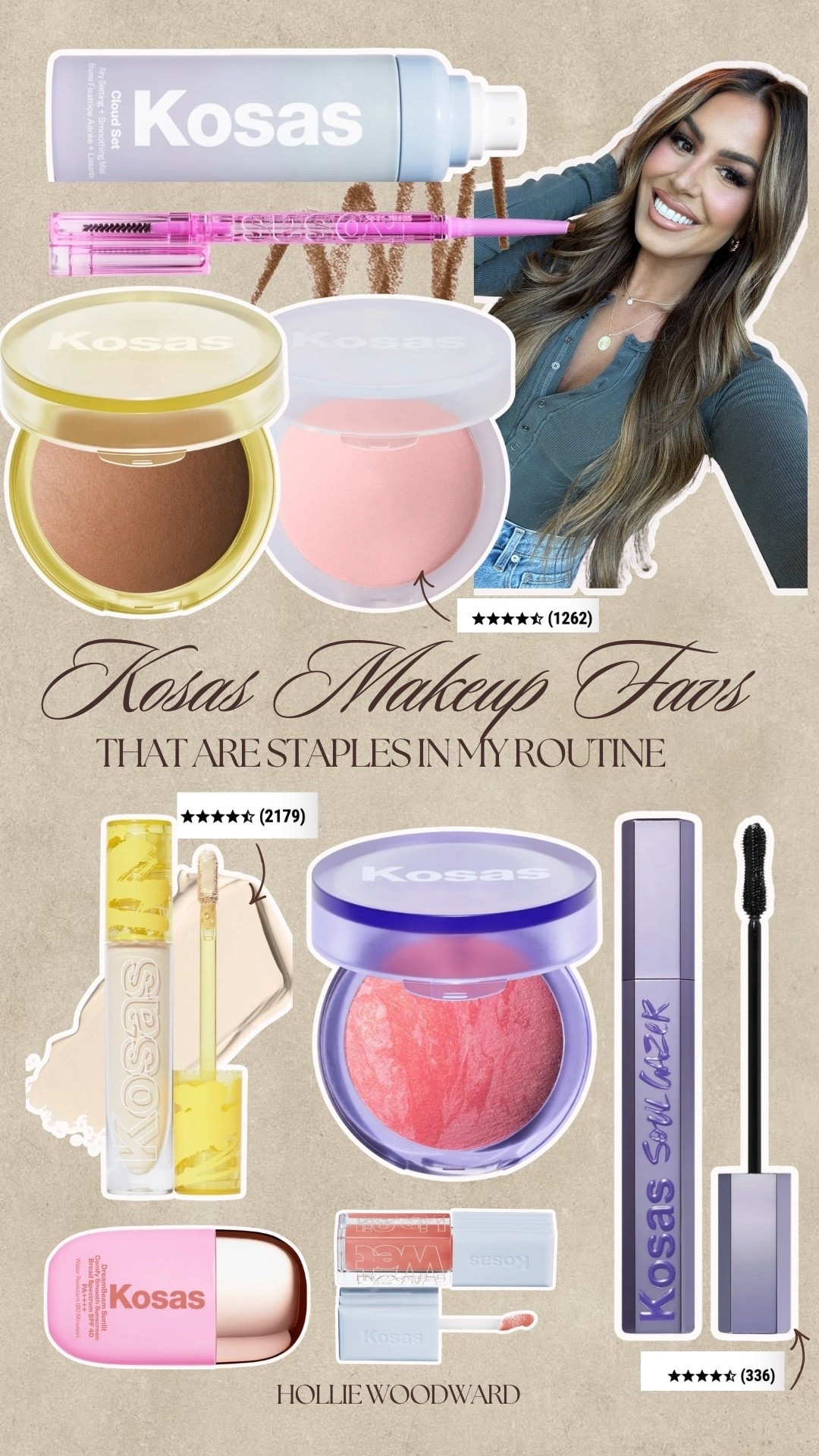 kosas favorites ✨ shades I love:
blush: hype
bronzer: escape
powder: candy
sunscreen: sunlit
