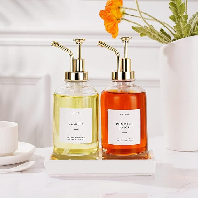 Molimoli Coffee Syrup Dispenser for Coffee Bar with Ceramic Tray, Coffee Pump Dispenser, 500 ml, ... | Amazon (US)