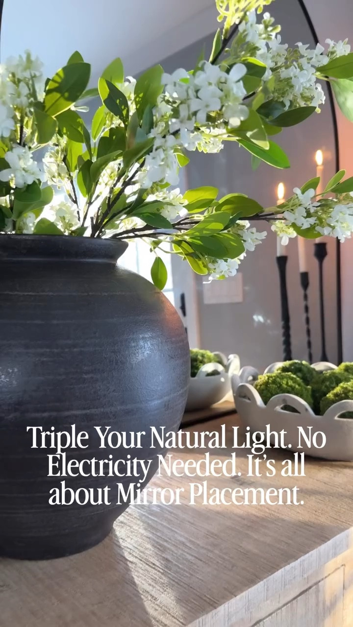 It’s still really cold here, but soaking in these beautiful streaks of sunlight with my morning coffee is all I need to kickstart my dopamine and set my happy mood for the day! 

If you’re looking to increase natural lighting in a dark area, hang a mirror where it can reflect the light from a nearby window or doorway, and you’ll be amazed at how much more natural light will pour through your home. We finally change the clocks next weekend and I’m so ready! 

☀️🛒🔗For links to my mirror, vase & stems, and everything else in the reel, comment “Sun” and I’ll DM you all the links! 

#mirror #sunlight #homedecor #decor #sideboardstyle