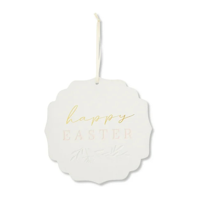 Easter White Scalloped Happy Easter Wall Sign, 10 in, by My Texas House | Walmart (US)