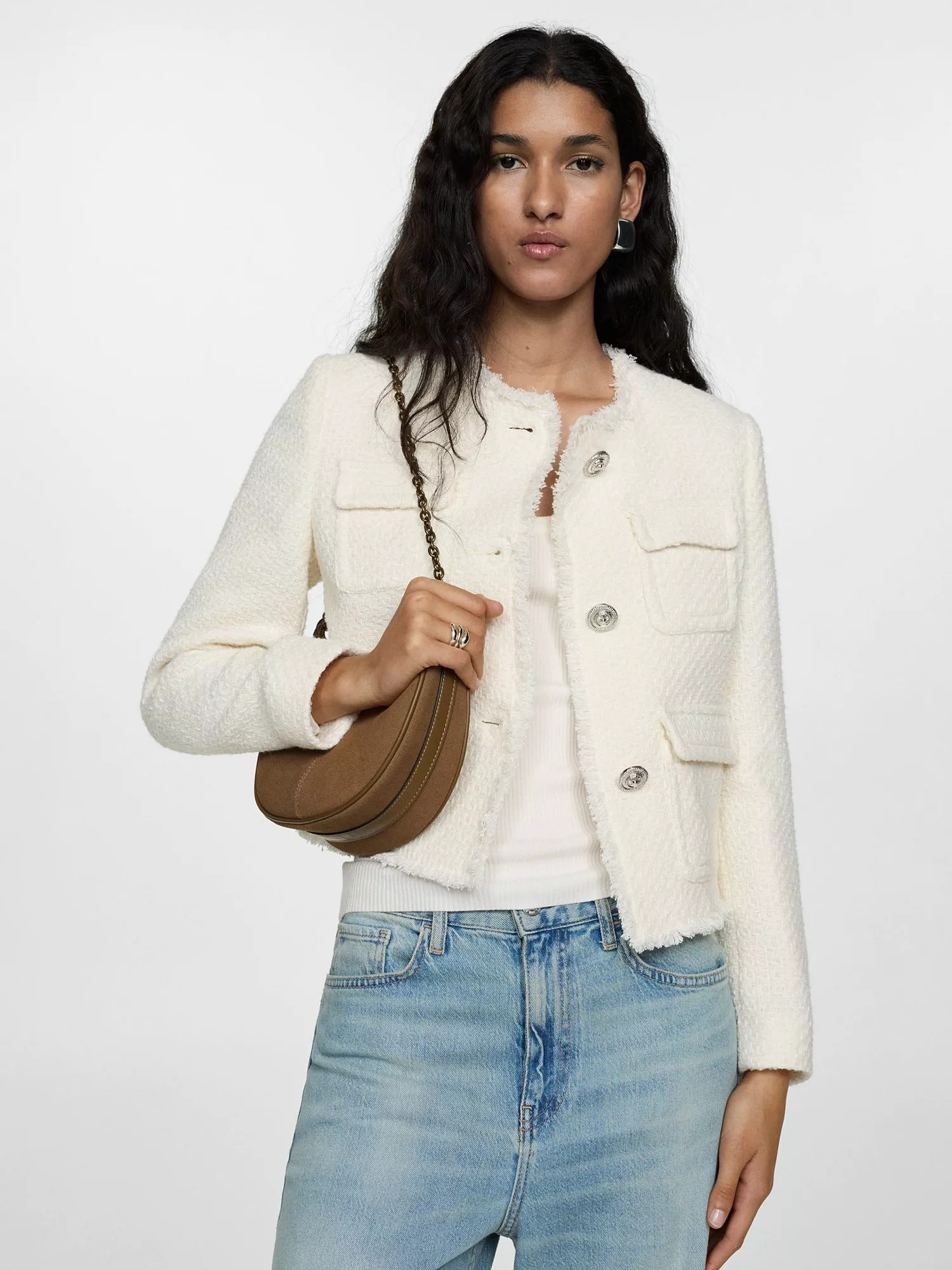 MangoWintour Pocket Wool Blend Tweed Jacket | John Lewis (UK)