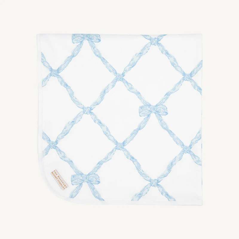 Baby Buggy Blanket - Buckhead Blue Belle Meade Bow with Worth Avenue W | The Beaufort Bonnet Company