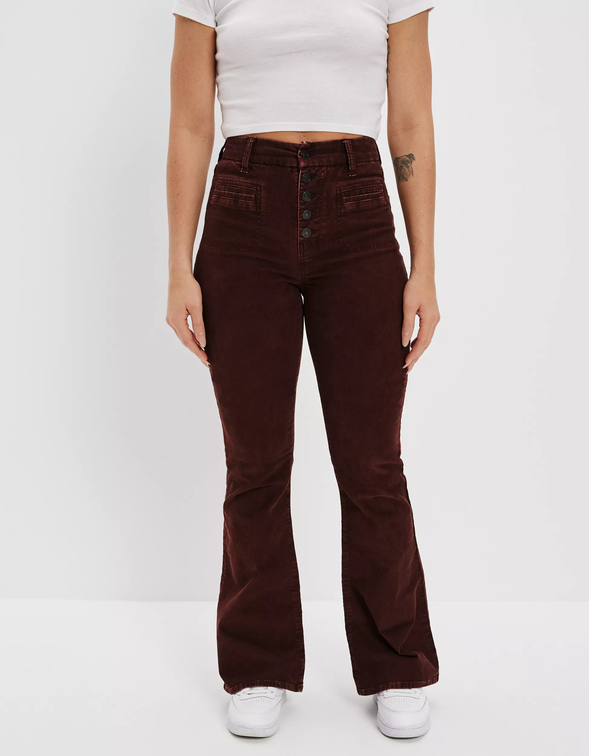 AE Stretch Corduroy Curvy Super High-Waisted Flare Pant | American Eagle Outfitters (US & CA)