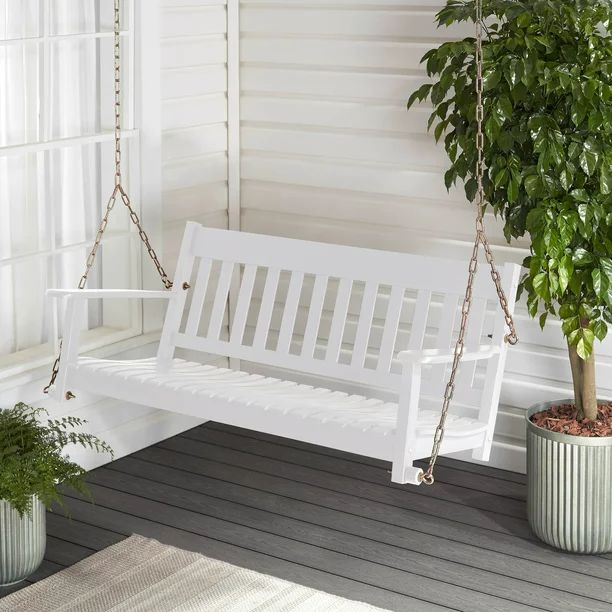 Better Homes & Gardens Delahey Outdoor White Porch Swing - Walmart.com | Walmart (US)