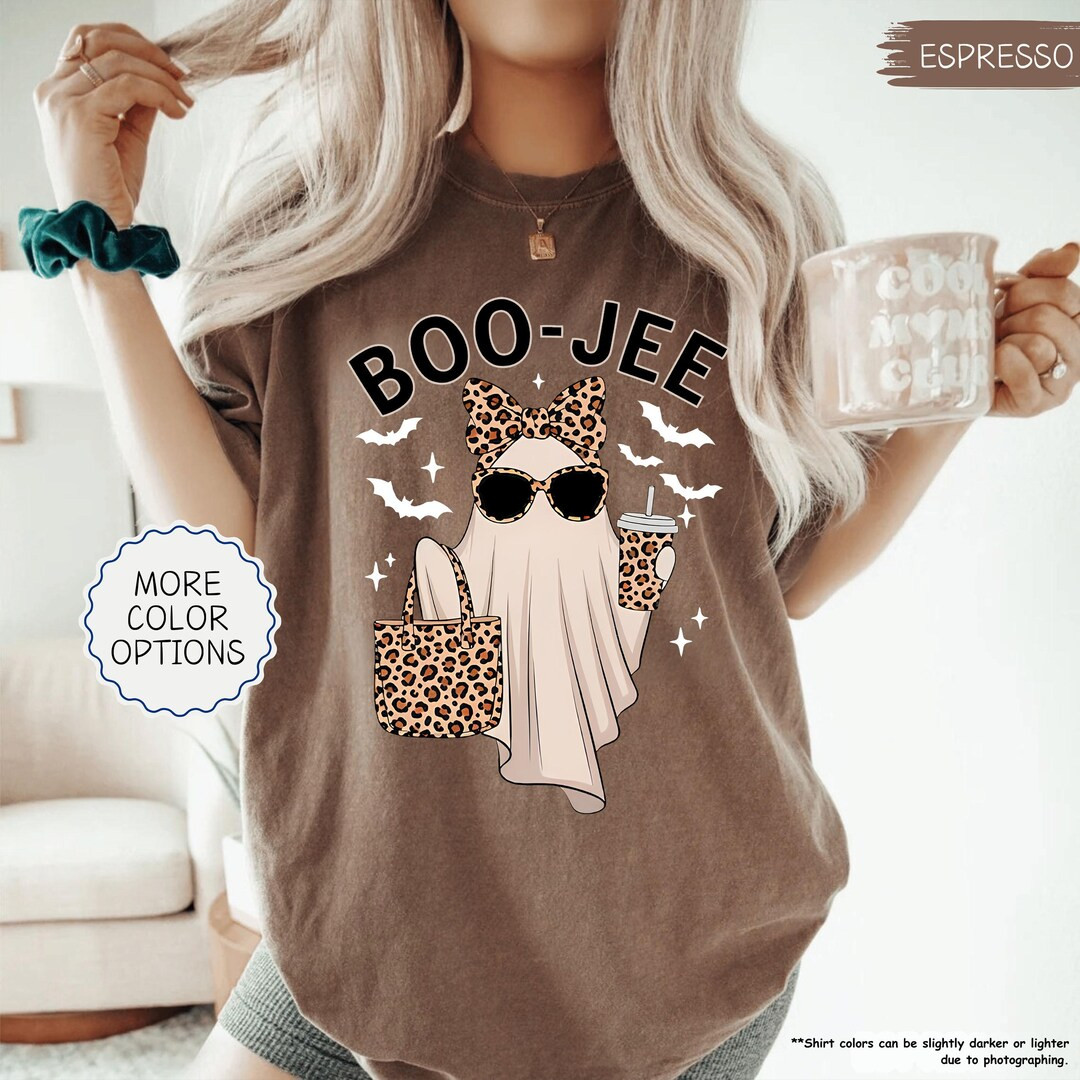 Comfort Colors® Boo-jee Ghost Shirt, Leopard Ghost Tee, Ghost Coffee Shirt, Funny Fall Shirt, Gh... | Etsy (US)