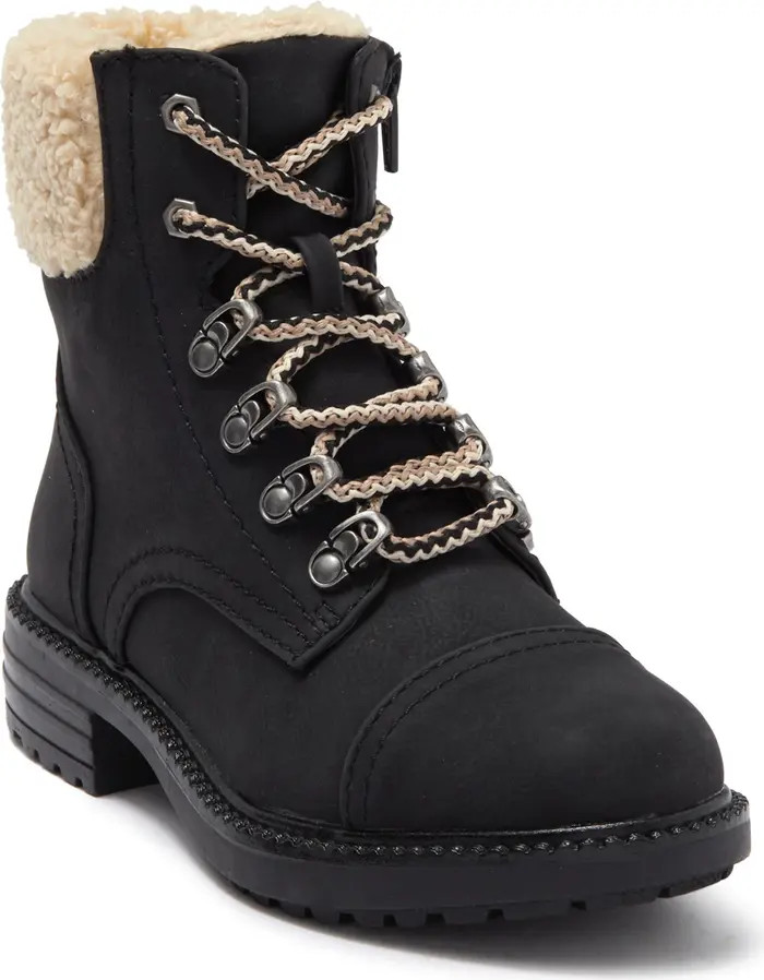 Faux Shearling Block Heel Combat Boot | Nordstrom Rack