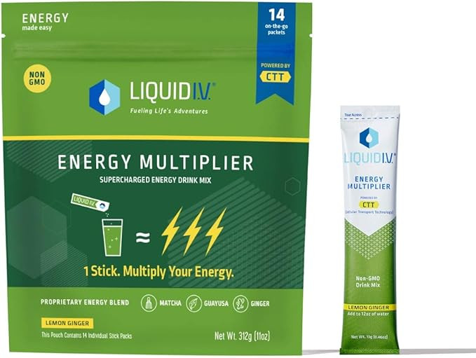Liquid I.V. Energy Multiplier, Super-Charged Matcha Mix, 9 Essential Vitamins, Natural Caffeine, ... | Amazon (US)