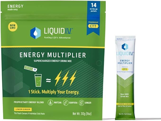Liquid I.V. Energy Multiplier, Super-Charged Matcha Mix, 9 Essential Vitamins, Natural Caffeine, ... | Amazon (US)