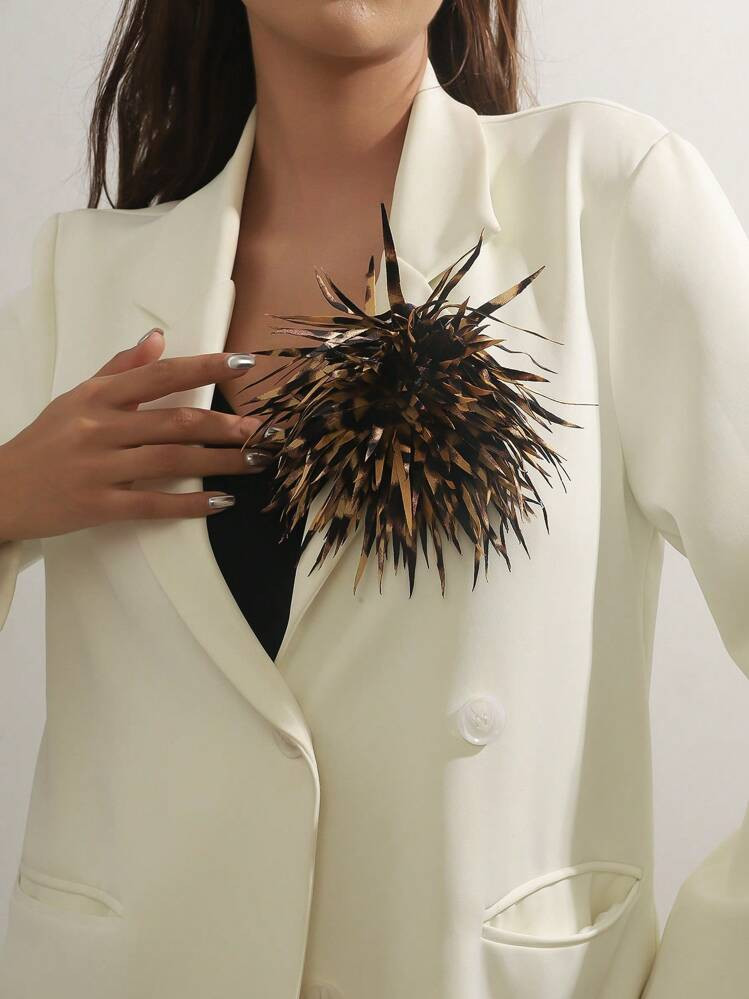 1pc Handmade French Retro Chic Leopard Print Flower Brooch, Unique Asymmetrical Floral Design, Ve... | SHEIN