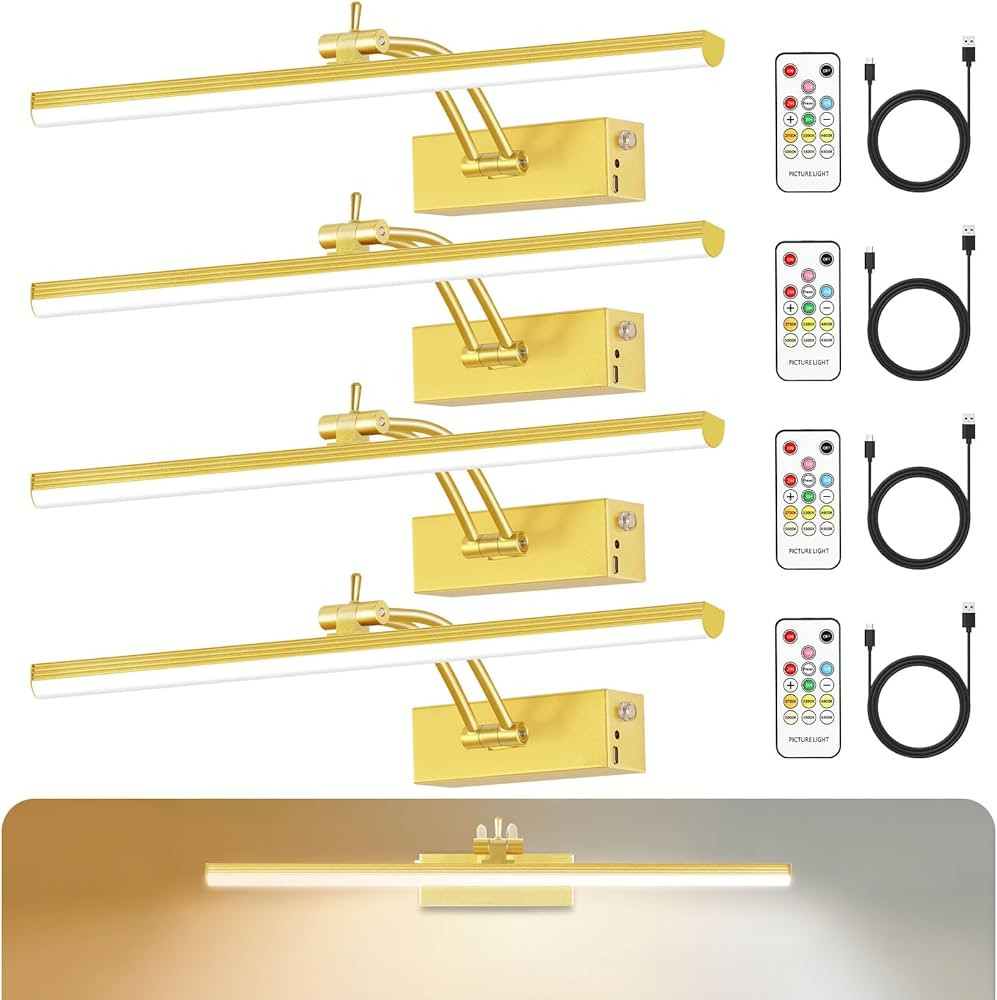 6 Colors Picture Lights for Wall, 16in Battery Operated Picture Light Rechargeable with Remote Ti... | Amazon (US)
