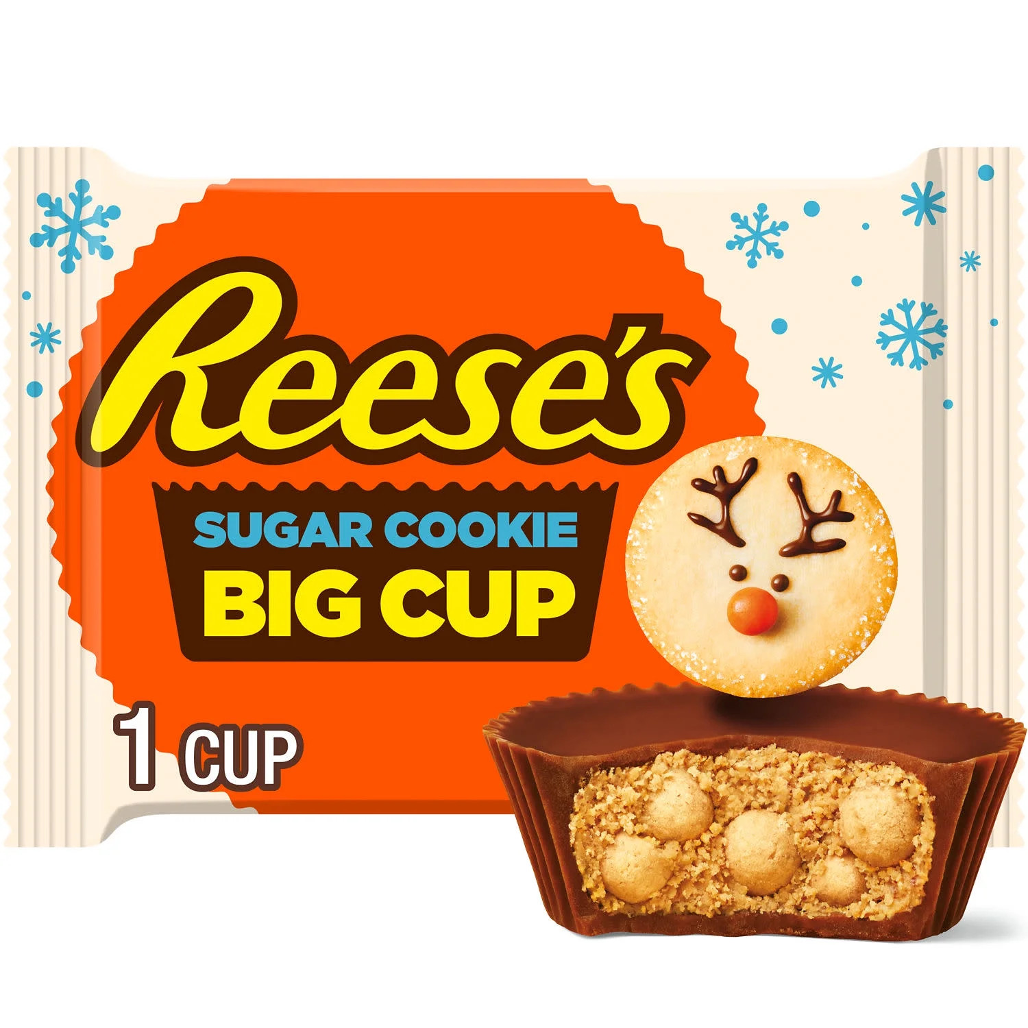 Reese's Big Cup Sugar Cookie Milk Chocolate Peanut Butter Cup Christmas Candy, Pack 1.3 oz | Walmart (US)