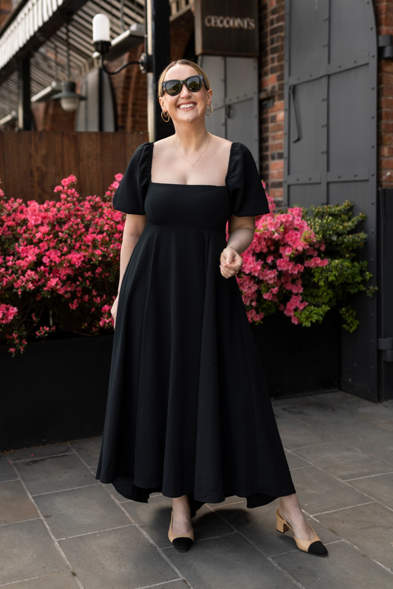 Hill House Matilda dress (M)
Sézane earrings
Chanel cap toe slingbacks
Wedding guest dress
J.crew raffia clutch 

#LTKSeasonal #LTKwedding