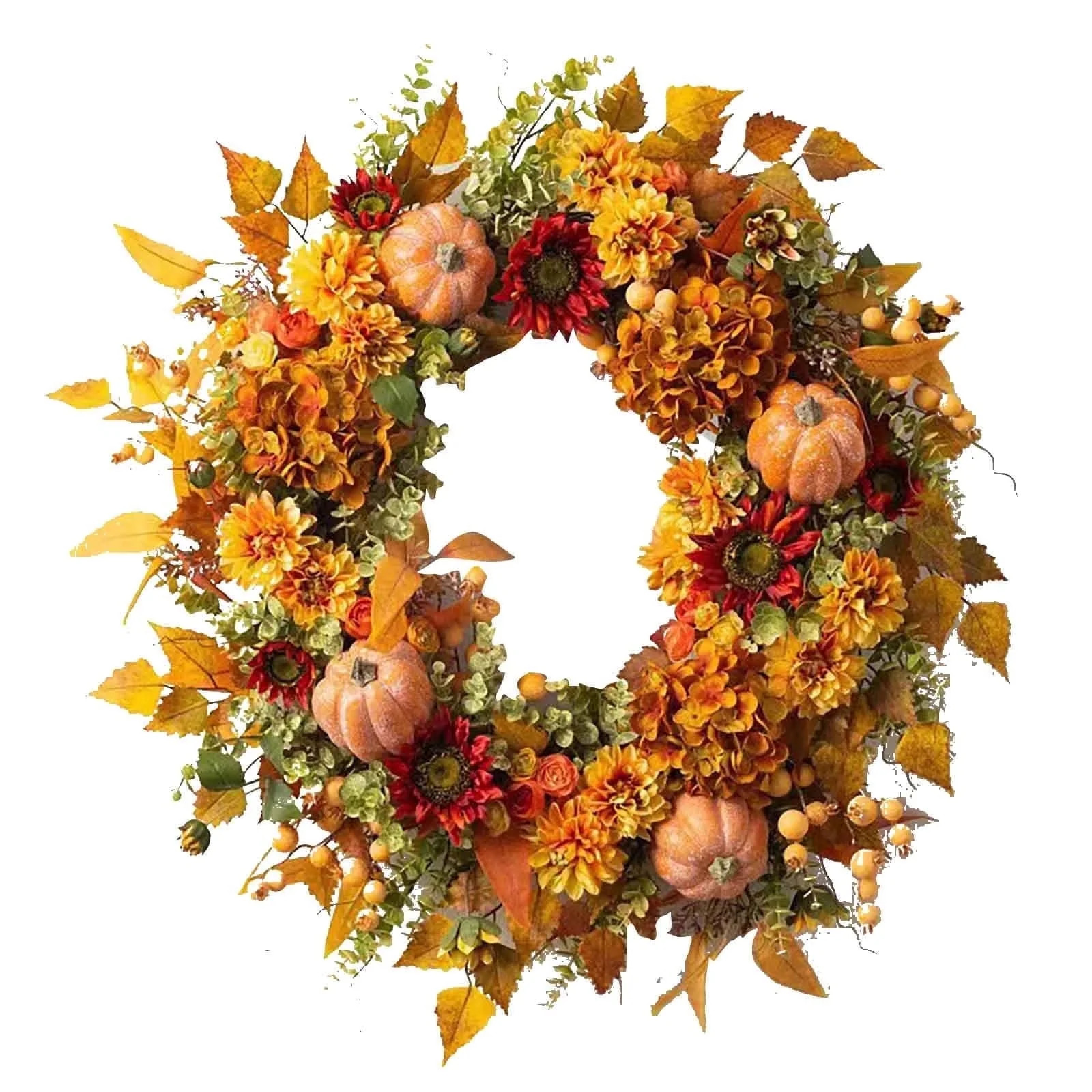 Pumpkin Berry Hydrangea Wreath-17.7" Fall Decor for Doors & Entryways Thanksgiving & Holiday Deco... | Walmart (US)