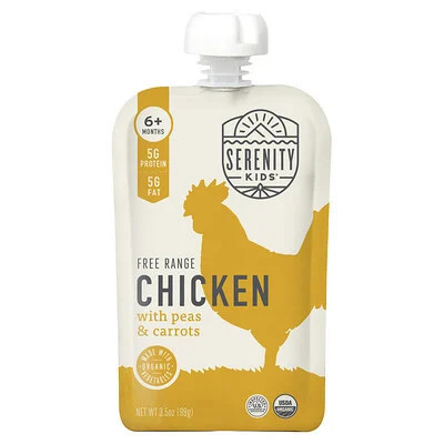 Serenity Kids, Free Range Chicken with Peas & Carrots, 6+ Months, 3.5 oz (99 g) | iHerb