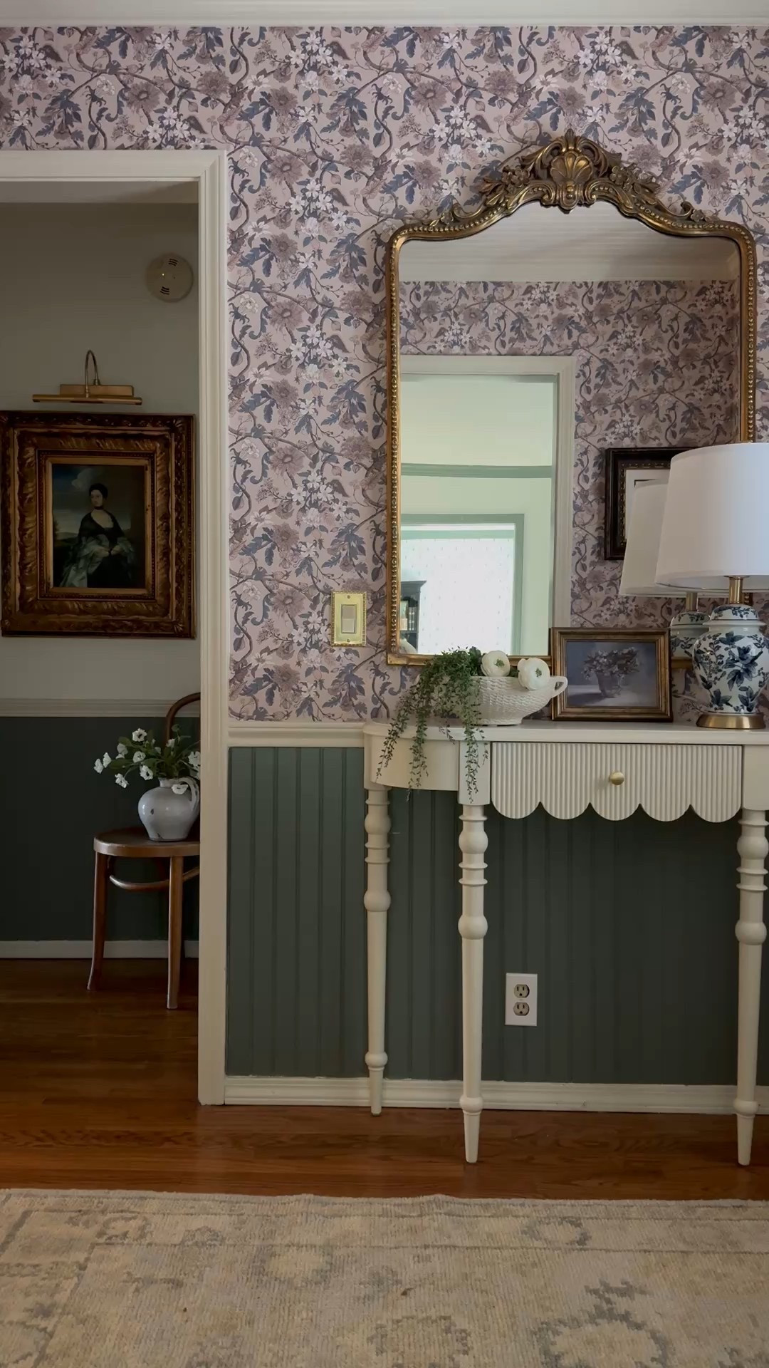 Entryway refresh… the scallop console table is amazing. Amazing quality with a velvet lined drawer. And, topping it off with my favorite gold ornate mirror. I’ve moved this to several different rooms in my home and it NEVER disappoints. And, I can’t forget to mention the beautiful and high quality peel and stick floral wallpaper. 

#LTKSeasonal #LTKSaleAlert #LTKHome