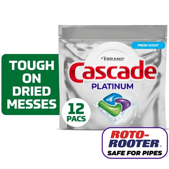 Cascade Platinum Dishwasher Pods, Dishwasher Detergent, Dish Detergent Soap, Fresh, 12 Count | Walmart (US)