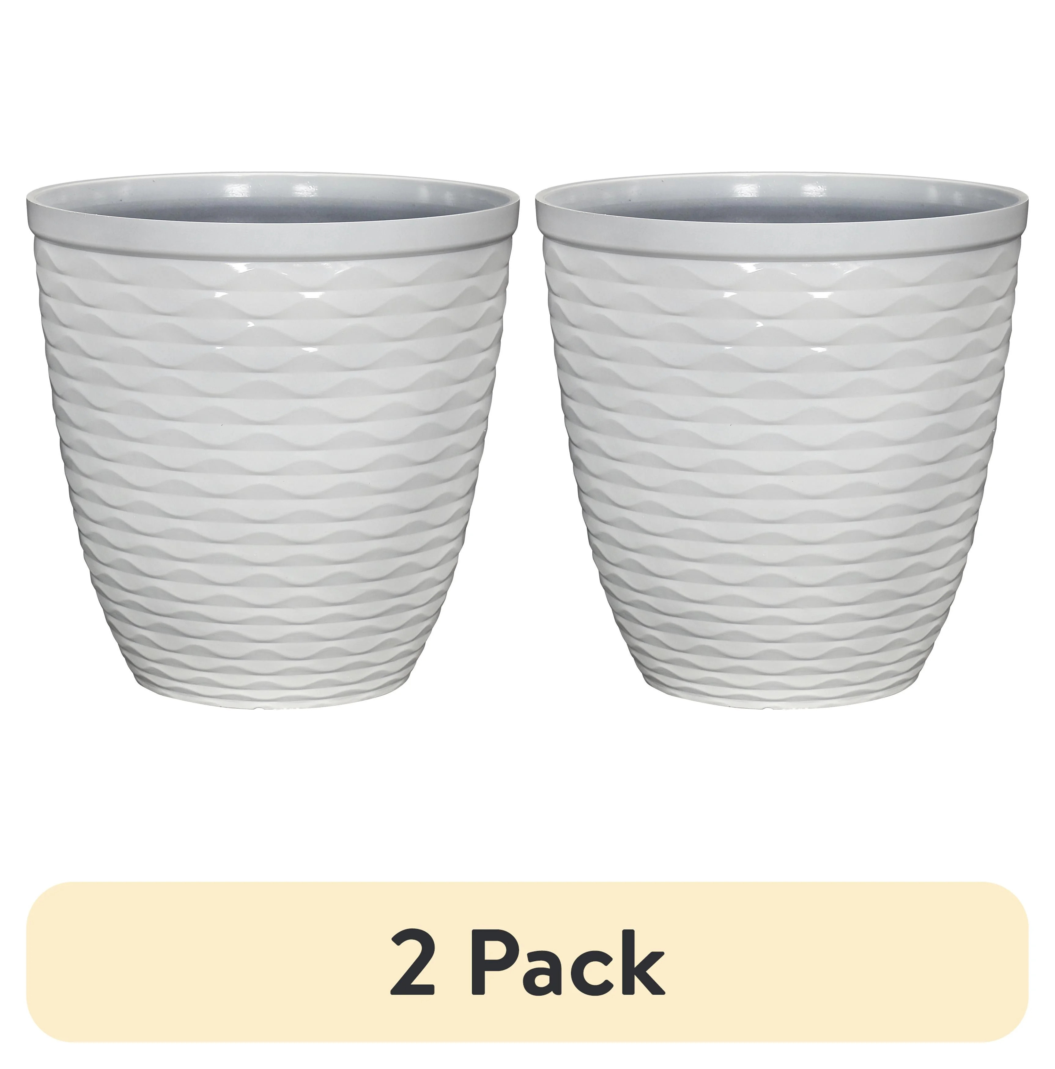 (2 pack) Better Homes & Gardens Caden White Recycled Resin Planter, 12in x 12in x 12in | Walmart (US)