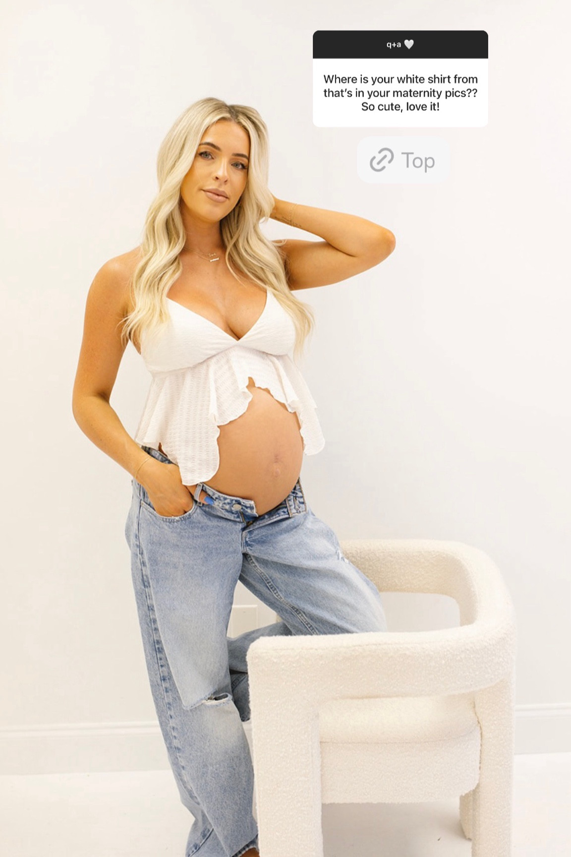 White top from maternity photos 🤍 also a matching skirt that I wore with a different top! 

#LTKstyletip #LTKfindsunder50 #LTKbump