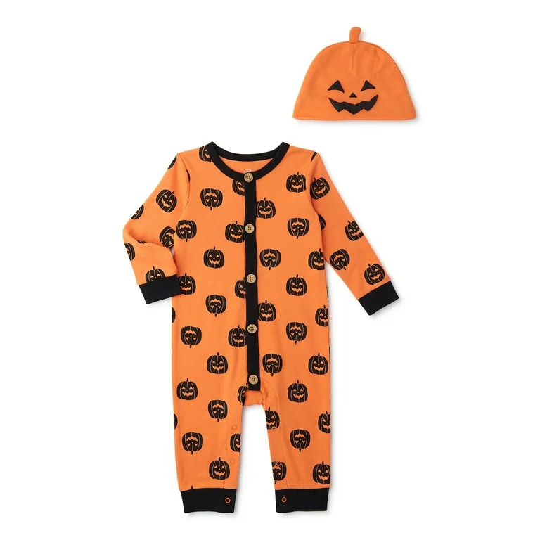 Halloween Way To Celebrate Baby Boy and Girl Unisex Romper Outfit Set, 2-Piece, Sizes 0-24 Months | Walmart (US)